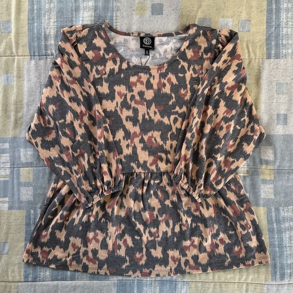Bobeau Bohemian Print Casual Women’s Size Medium NWT 3/4 Length Sleeve
